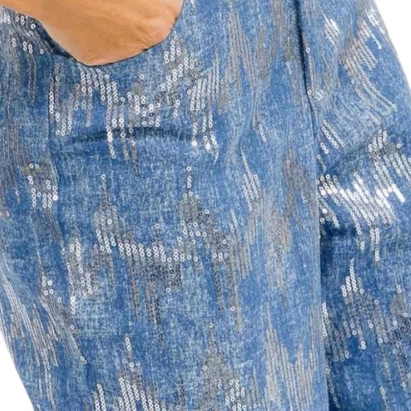Hot & Delicious Wide Leg Sequin Cargo Denim - Picture 4 of 4